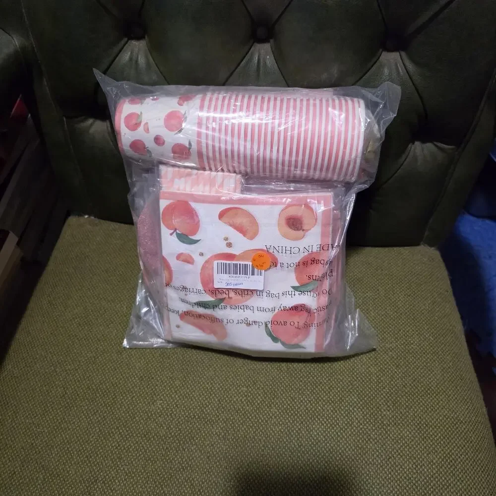 One Sweet Peach Birthday Party Decor Set 205 pieces Serves 25 NIP